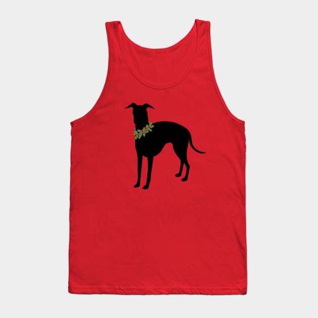 Italian Greyhound with festive holly collar Holiday design 2 Tank Top by StephJChild